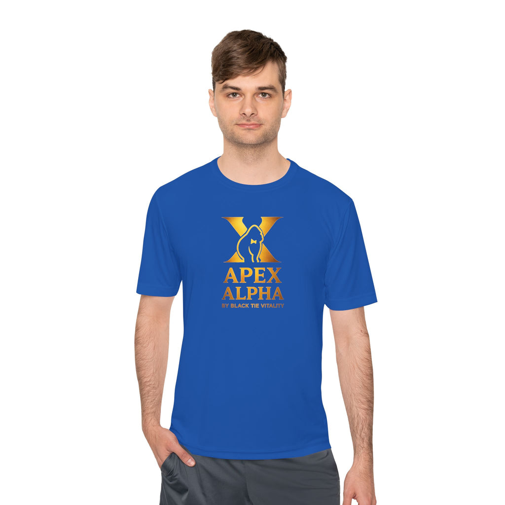 Apex Alpha Performance Tee — Gold Logo Moisture-Wicking Athletic Shirt