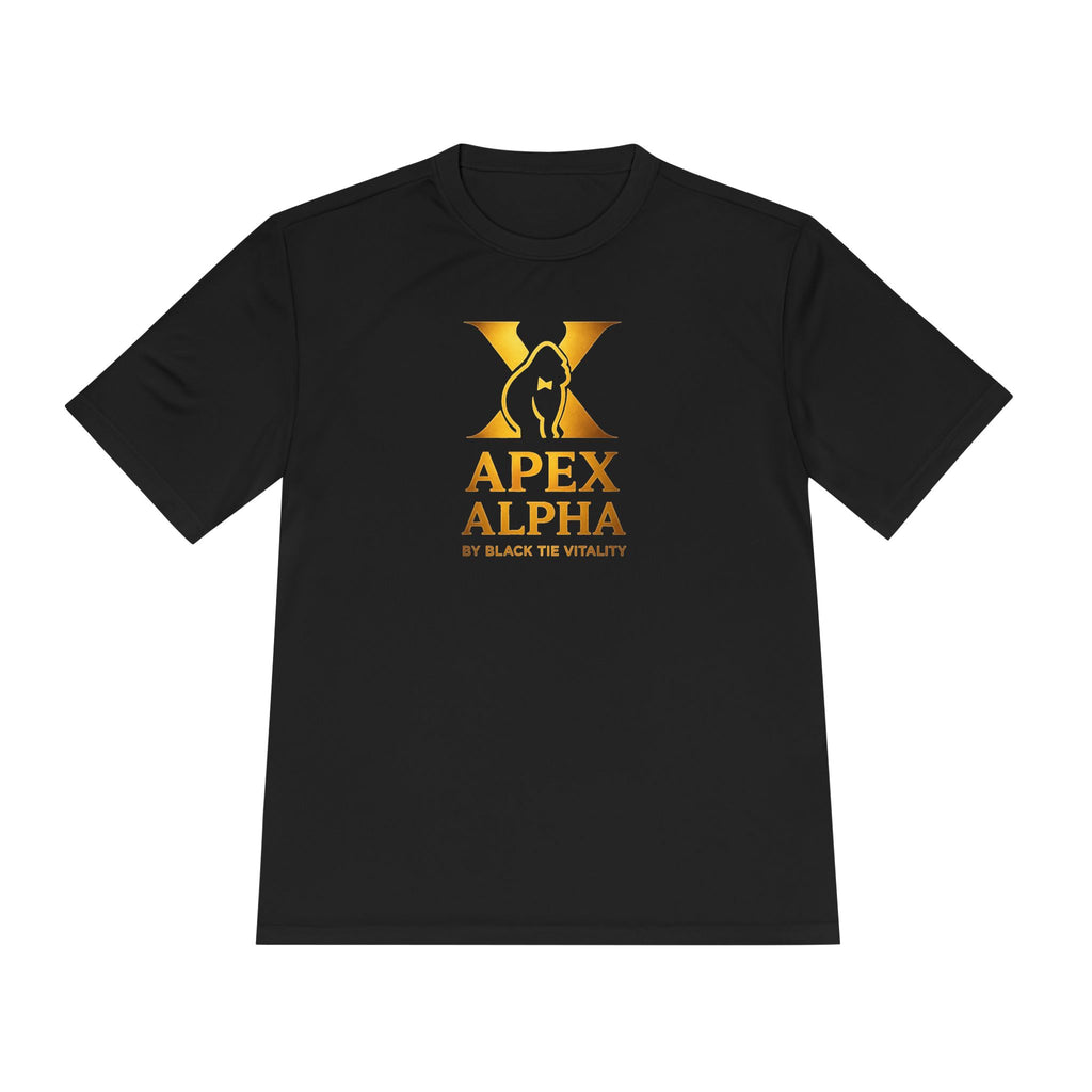 Apex Alpha Performance Tee — Gold Logo Moisture-Wicking Athletic Shirt