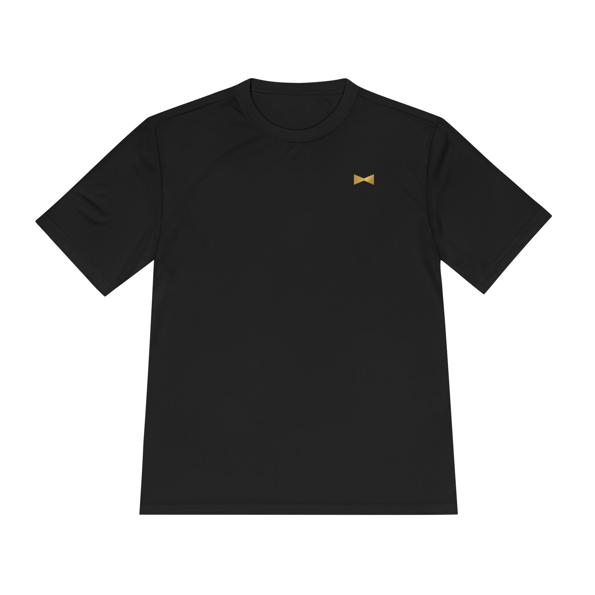 “Black Tie Vitality” Gold BowTie  Chest Tee | Minimalist Bow T-shirt, Petite Metallic Accent