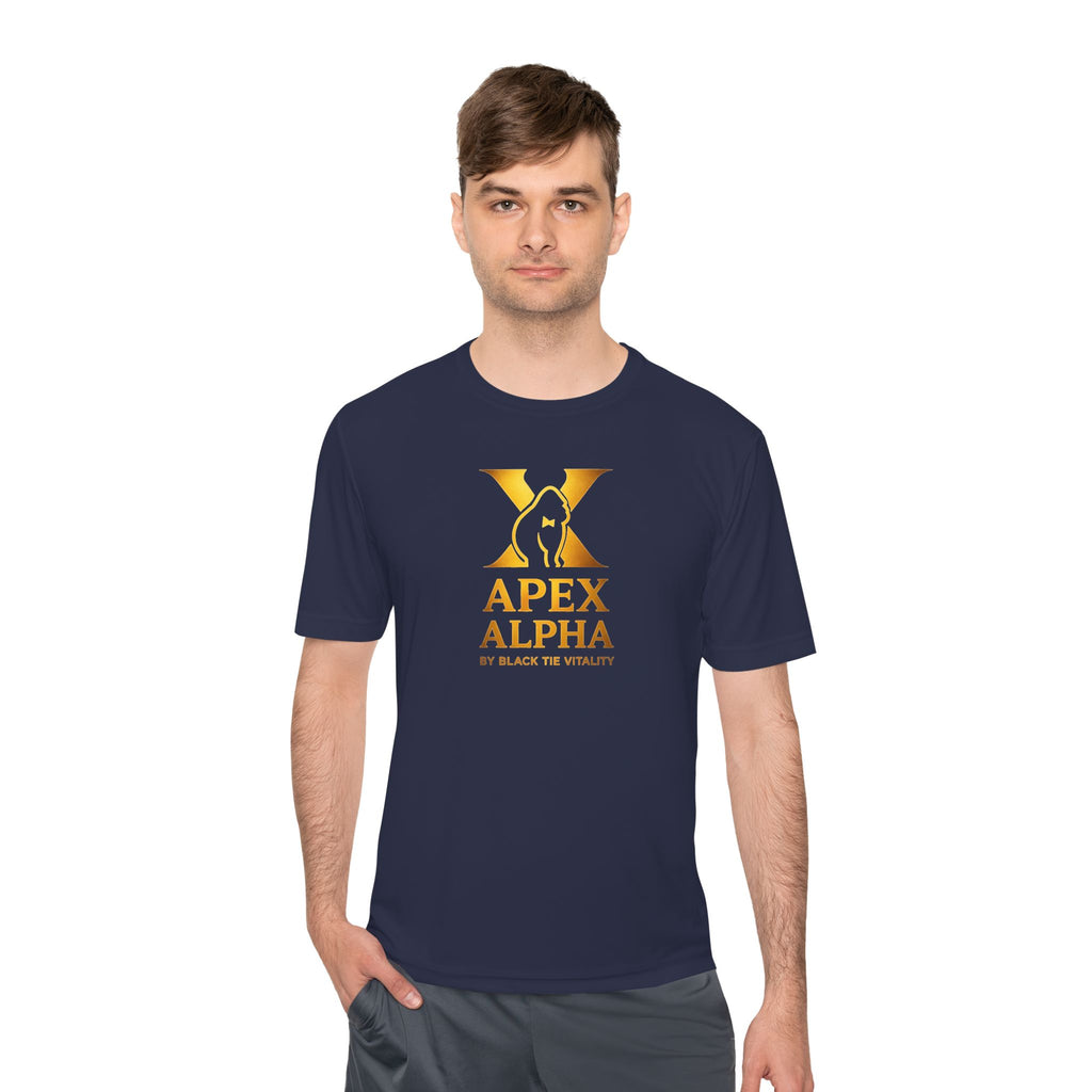 Apex Alpha Performance Tee — Gold Logo Moisture-Wicking Athletic Shirt